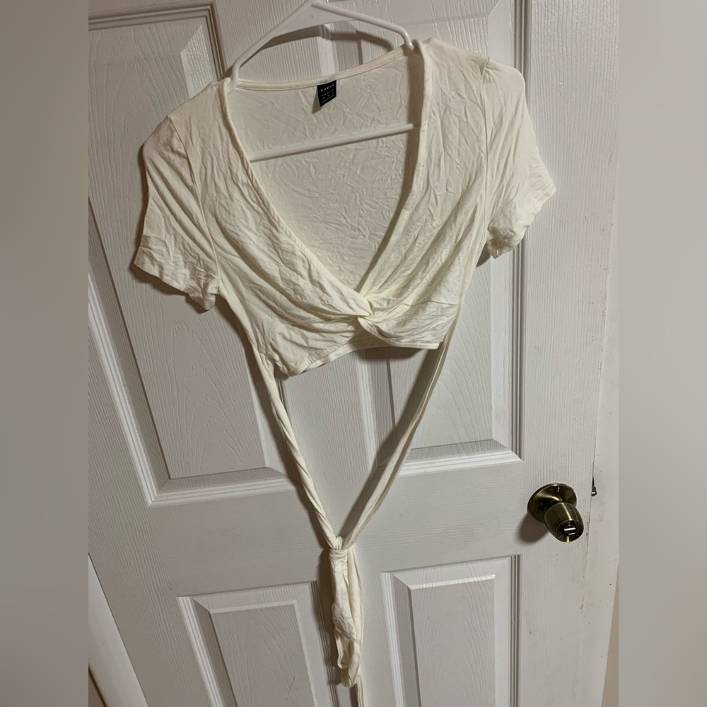 SHEIN white Wrap Crop Top